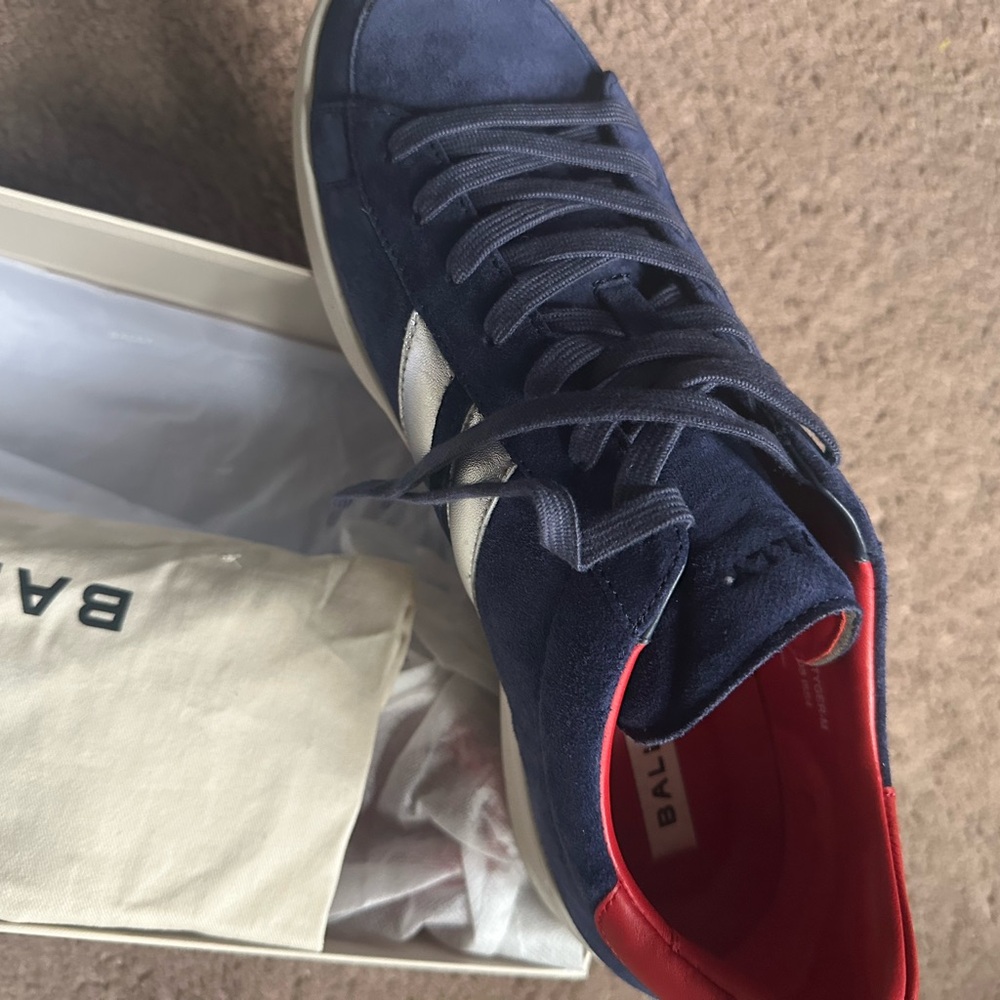 Bally Men's Blue and Red Sneakers.size 12